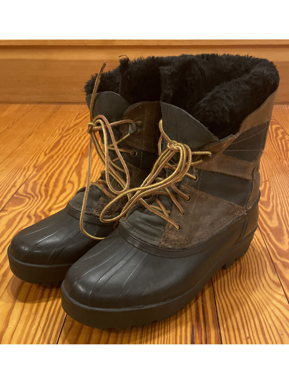 Vintage Sorel Winter Boots Women’s Size 8 Faux Fur, Handcrafted, Natural Rubber